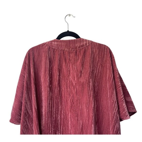 A New Day Open Cardigan Crushed Velvet One Size Boho Kimono Burgundy Pink - Picture 7 of 10